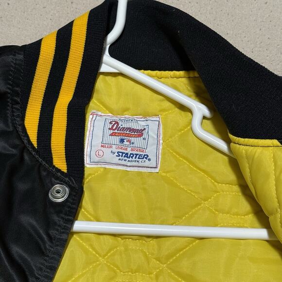 Vintage STARTER Diamond Pittsburgh Pirates Satin Bomber Jacket Official MLB Sz L - Picture 4 of 8